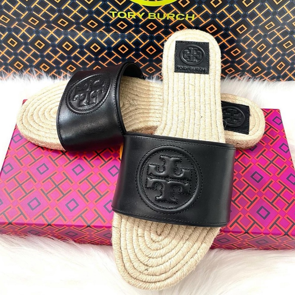 Tory Burch Benton Open Toe Espadrille Slides